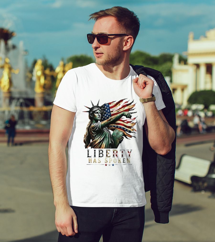 Sophia Cunningham Liberty Has Spoken Statue Of Liberty Pointing July Freedom Flag T-Shirt