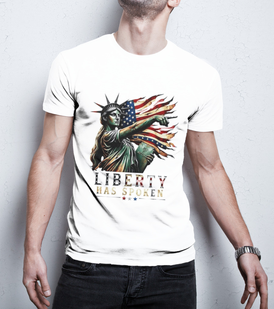 Sophia Cunningham Liberty Has Spoken Statue Of Liberty Pointing July Freedom Flag T-Shirt