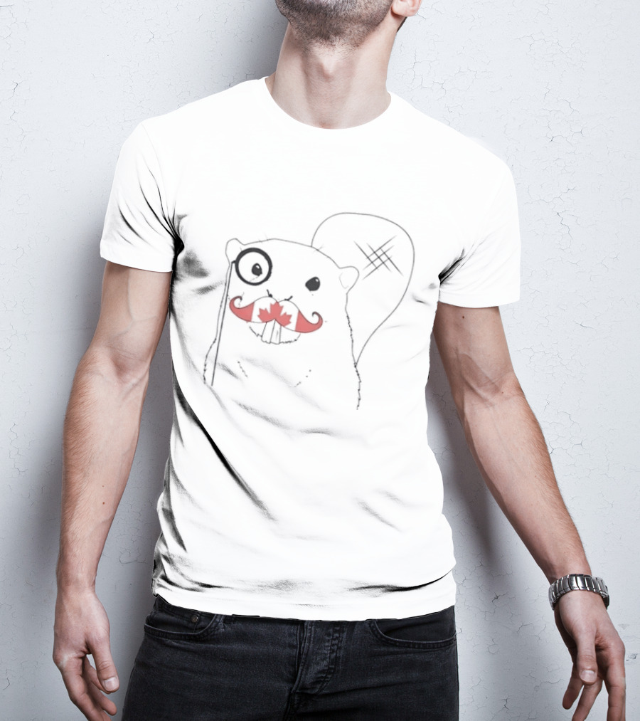 The Dapper Canadian Beaver Mustache Art With Monocle T-Shirt