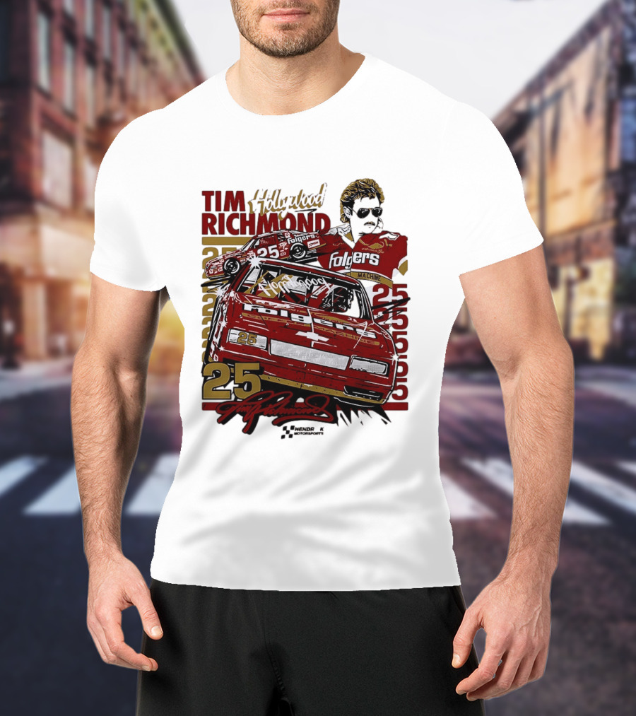Tim Richmond Hollywood 25 Hendrick Motorsports Folgers NASCAR Racing T-Shirt
