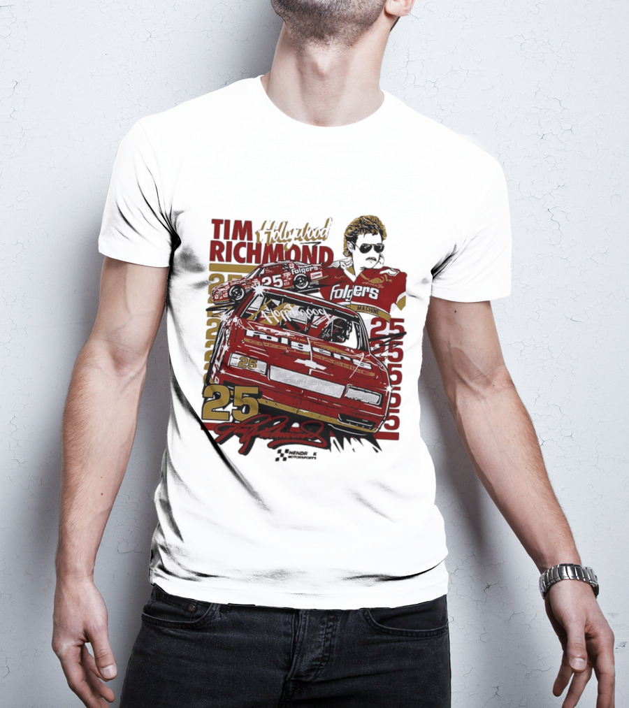 Tim Richmond Hollywood 25 Hendrick Motorsports Folgers NASCAR Racing T-Shirt