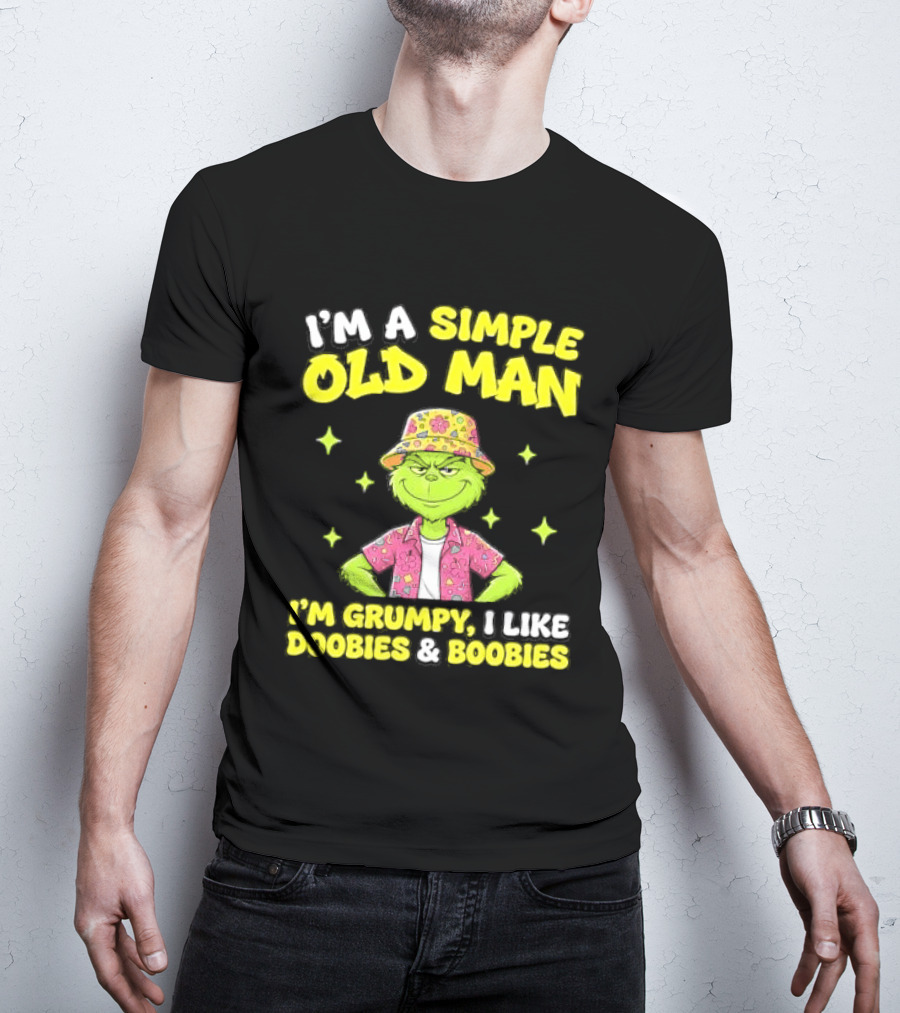 I'm A Simple Old Man Grumpy I Like Boobies Hawaiian Hat T-Shirt