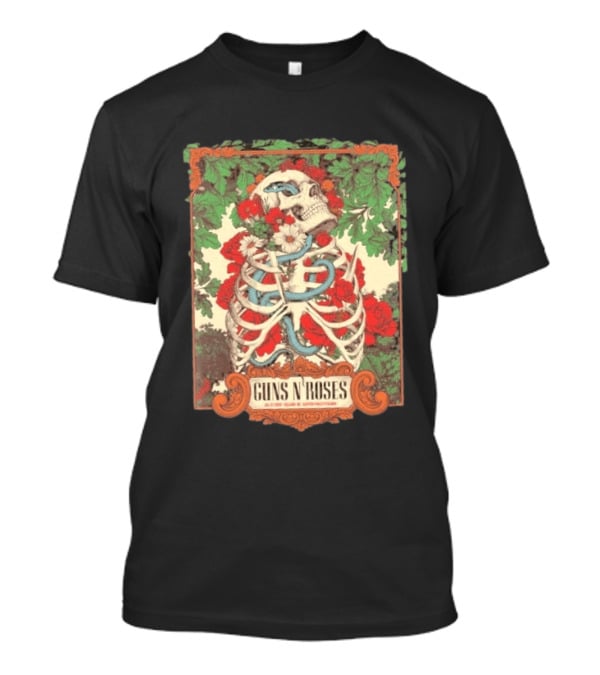 Guns N Roses Raleigh North Carolina 2026 Event Carter Finley Stadium July 23 Skeleton Roses T-Shirt