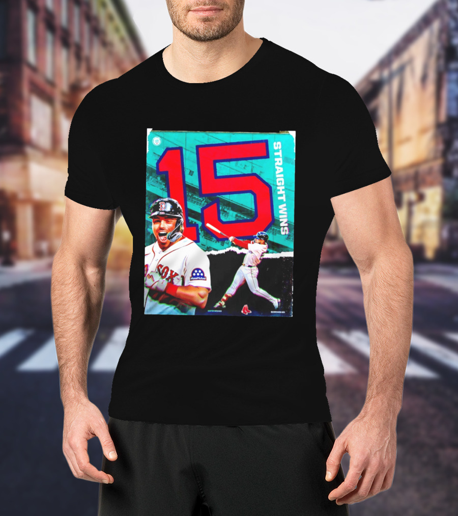 Boston Red Sox 15 Straight Wins Moose Mutual Collaboration T-Shirt