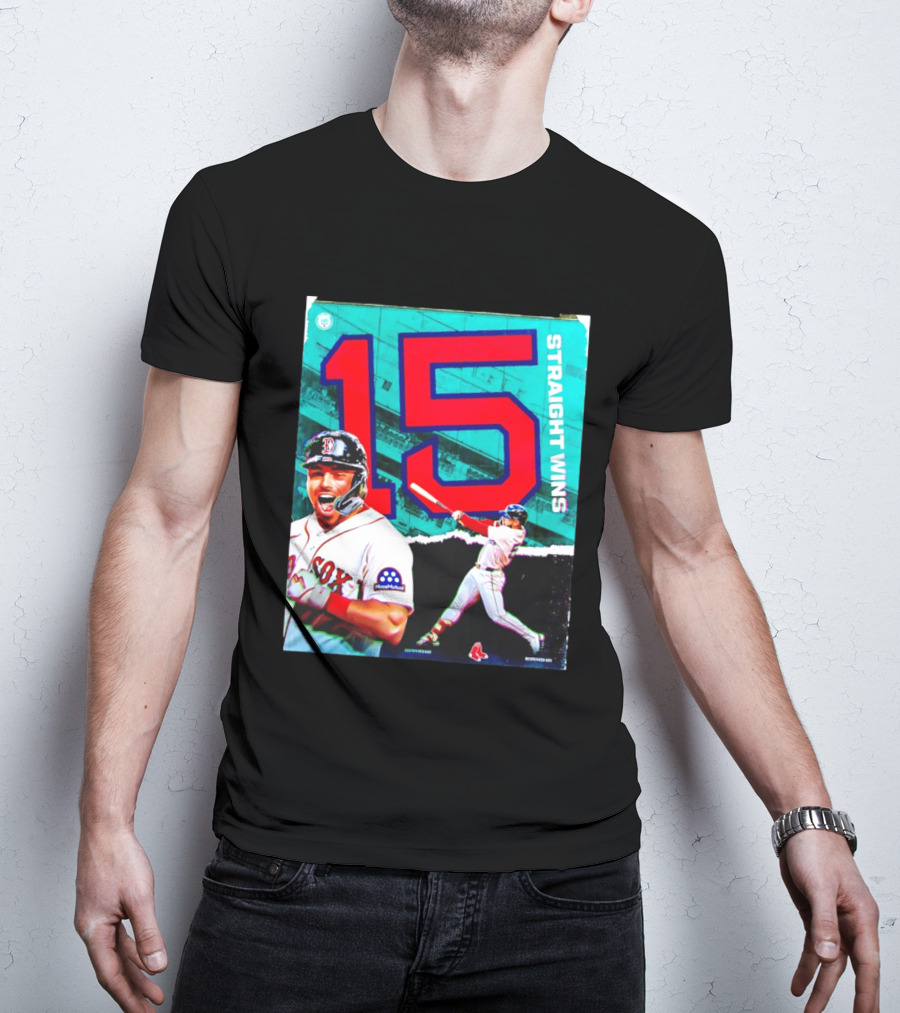Boston Red Sox 15 Straight Wins Moose Mutual Collaboration T-Shirt