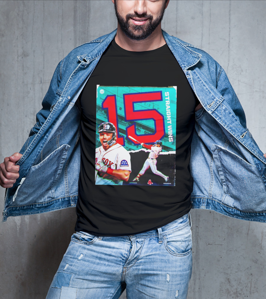 Boston Red Sox 15 Straight Wins Moose Mutual Collaboration T-Shirt