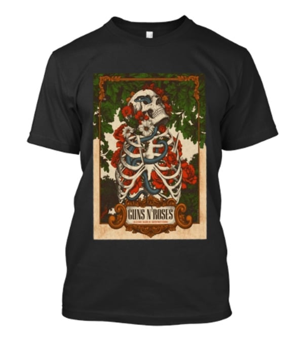 Guns N' Roses Skeleton Roses Raleigh NC 7 23 2026 T-Shirt