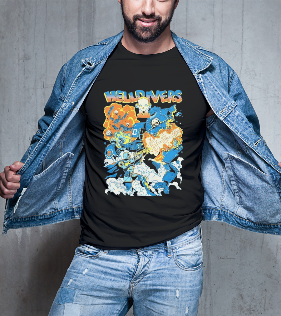 Helldivers 2 Explosive Battle Remember Outpost 32 Retro Skull Warfare T-Shirt