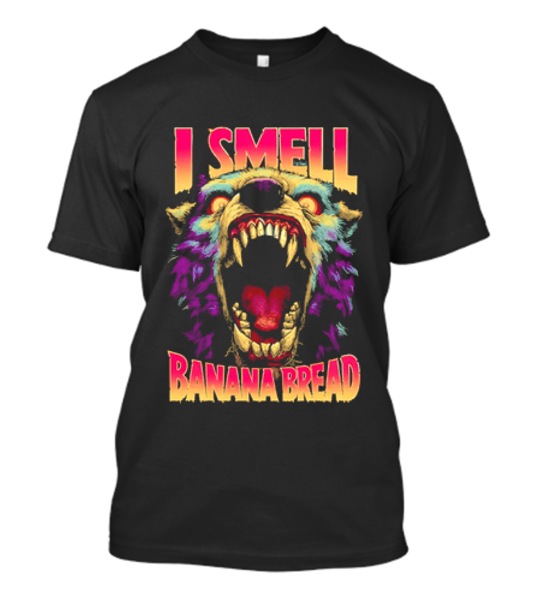 Hungry Werewolf I Smell Banana Bread Colorful Roaring Beast T-Shirt