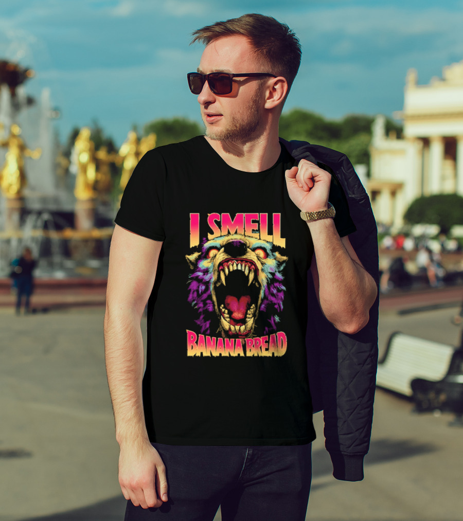Hungry Werewolf I Smell Banana Bread Colorful Roaring Beast T-Shirt