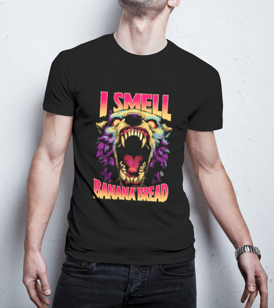 Hungry Werewolf I Smell Banana Bread Colorful Roaring Beast T-Shirt