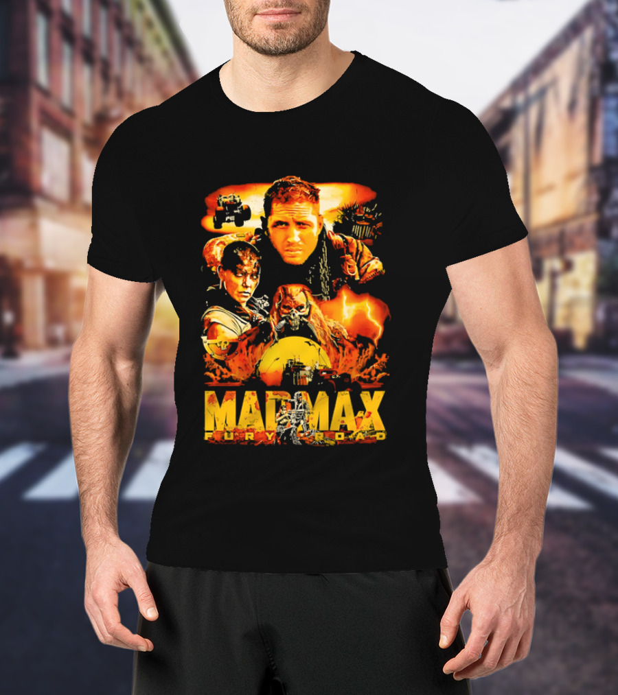 Mad Max Fury Road Characters Illustrated In Bold Orange Tones T-Shirt