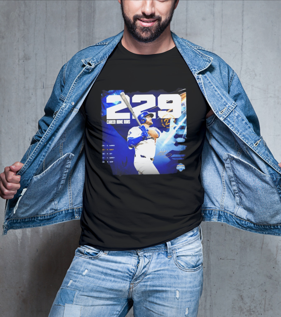 Max Muncy Los Angeles Dodgers 229 Career Home Runs Celebration MLB Champions T-Shirt