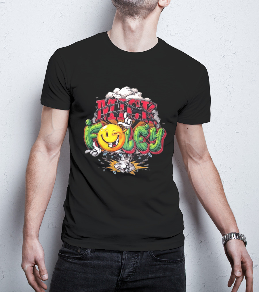 Mick Foley Smiley Explosion Barbed Wire T-Shirt