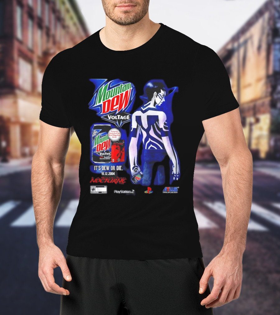 Mountain Dew Voltage Nocturne Devil May Cry Featuring Dante It's Dew Or Die 10.12.2004 PlayStation 2 Atlus T-Shirt