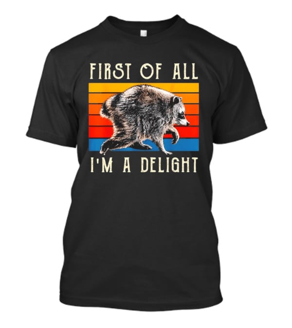 Jimothy Raccoon First Of All I'm A Delight Famous Seattle Trash Panda Colorful Stripes T-Shirt