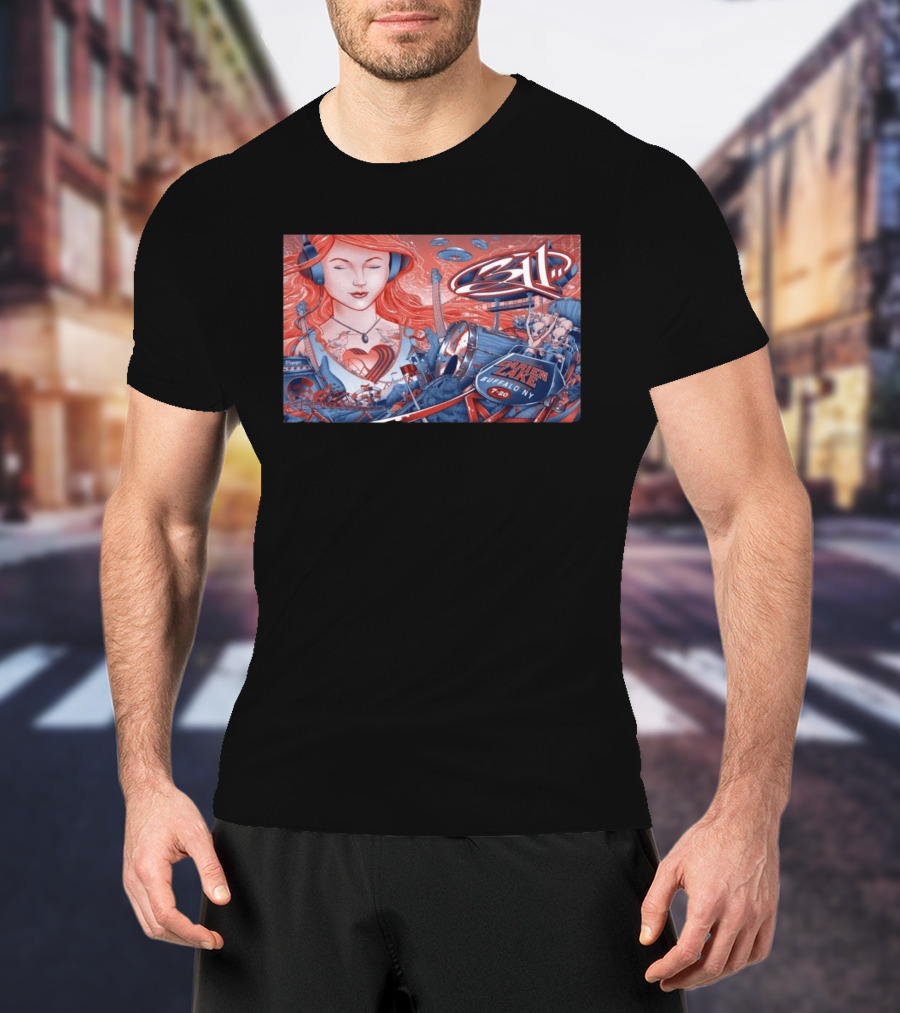 311 Darien Lake 7 20 Buffalo NY Art With Drum And Redhead Listening T-Shirt