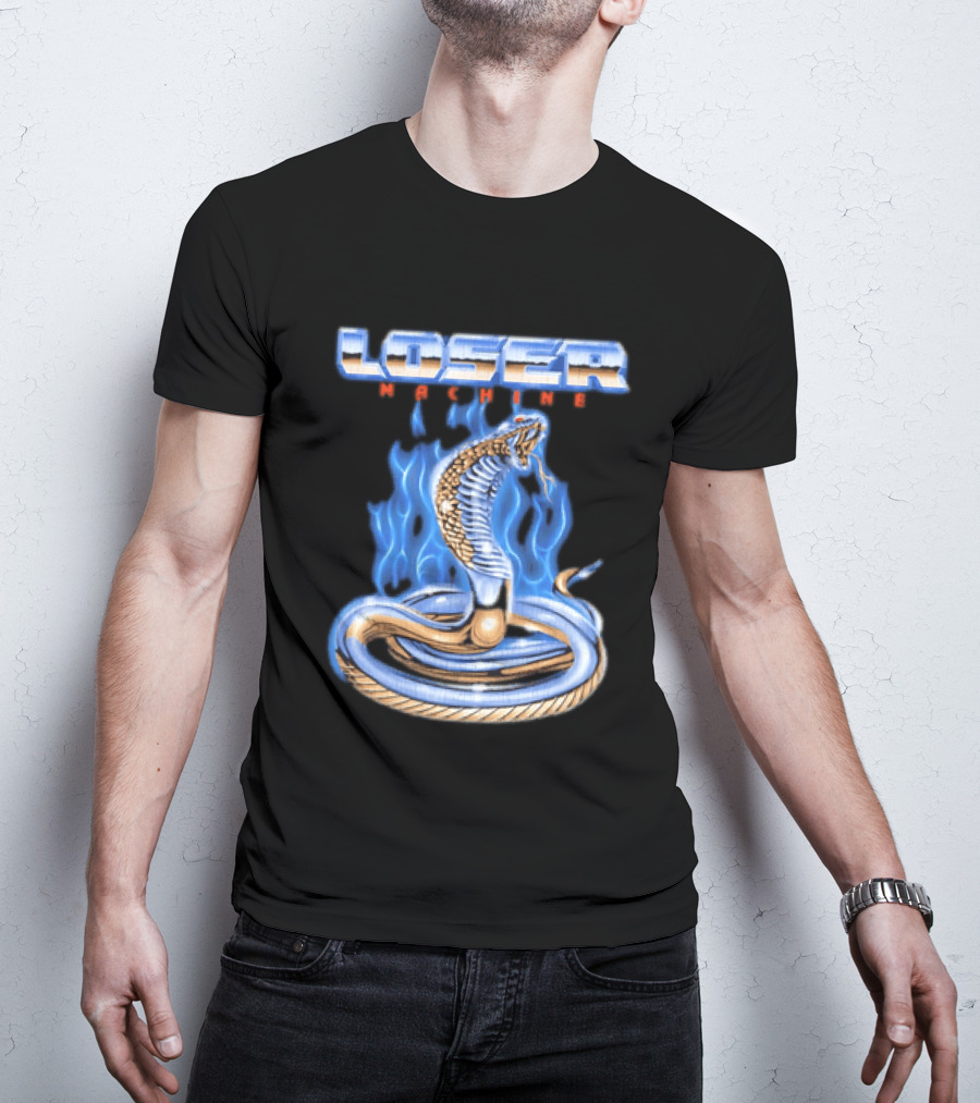Loser Machine Cobra Flaming Blue Serpent Roaring Snake T-Shirt