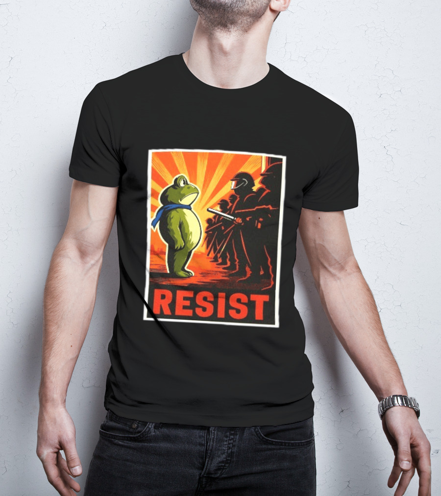 Resist Portland Frog 2025 Anti Fascism Protest Art With Frog And Riot Police T-Shirt