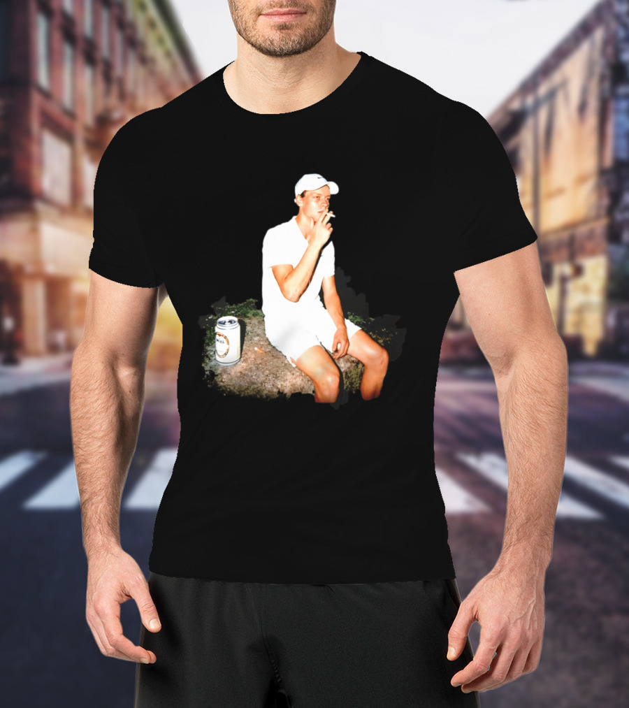 Wimbledon 2026 Men's Singles Italy Jannik Sinner Smoking With Beer T-Shirt