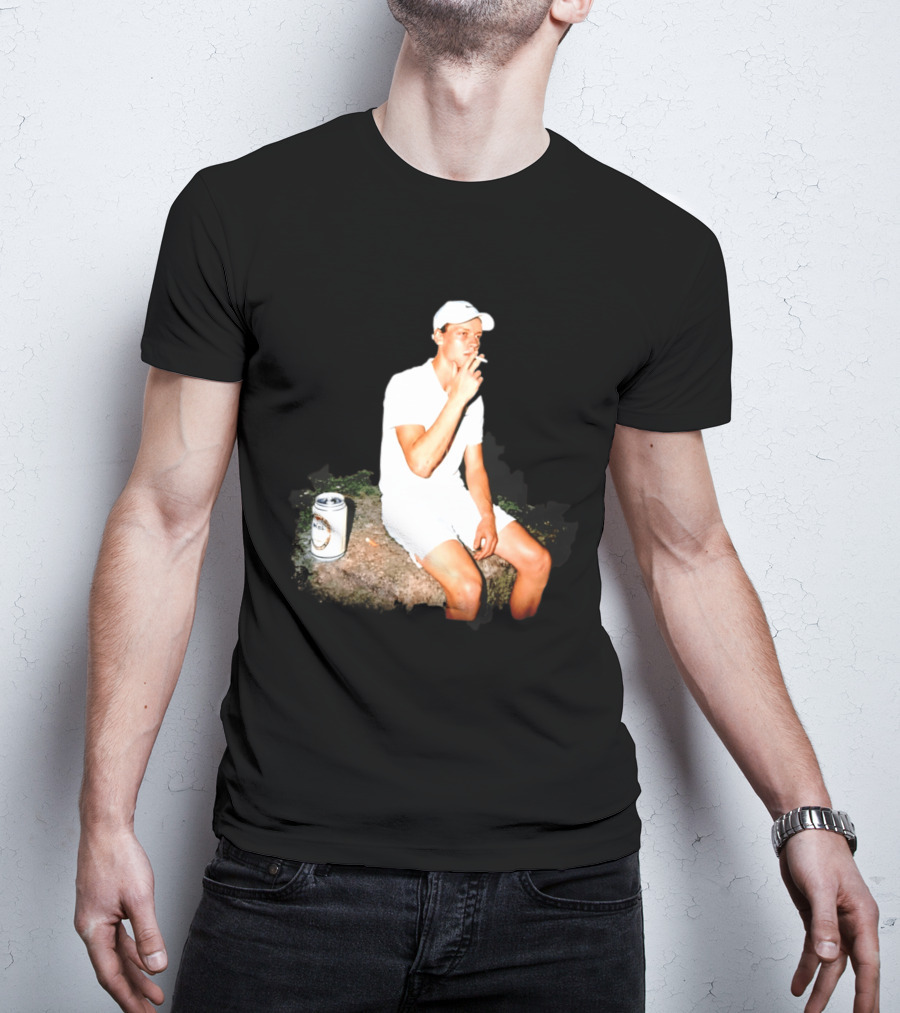 Wimbledon 2026 Men's Singles Italy Jannik Sinner Smoking With Beer T-Shirt
