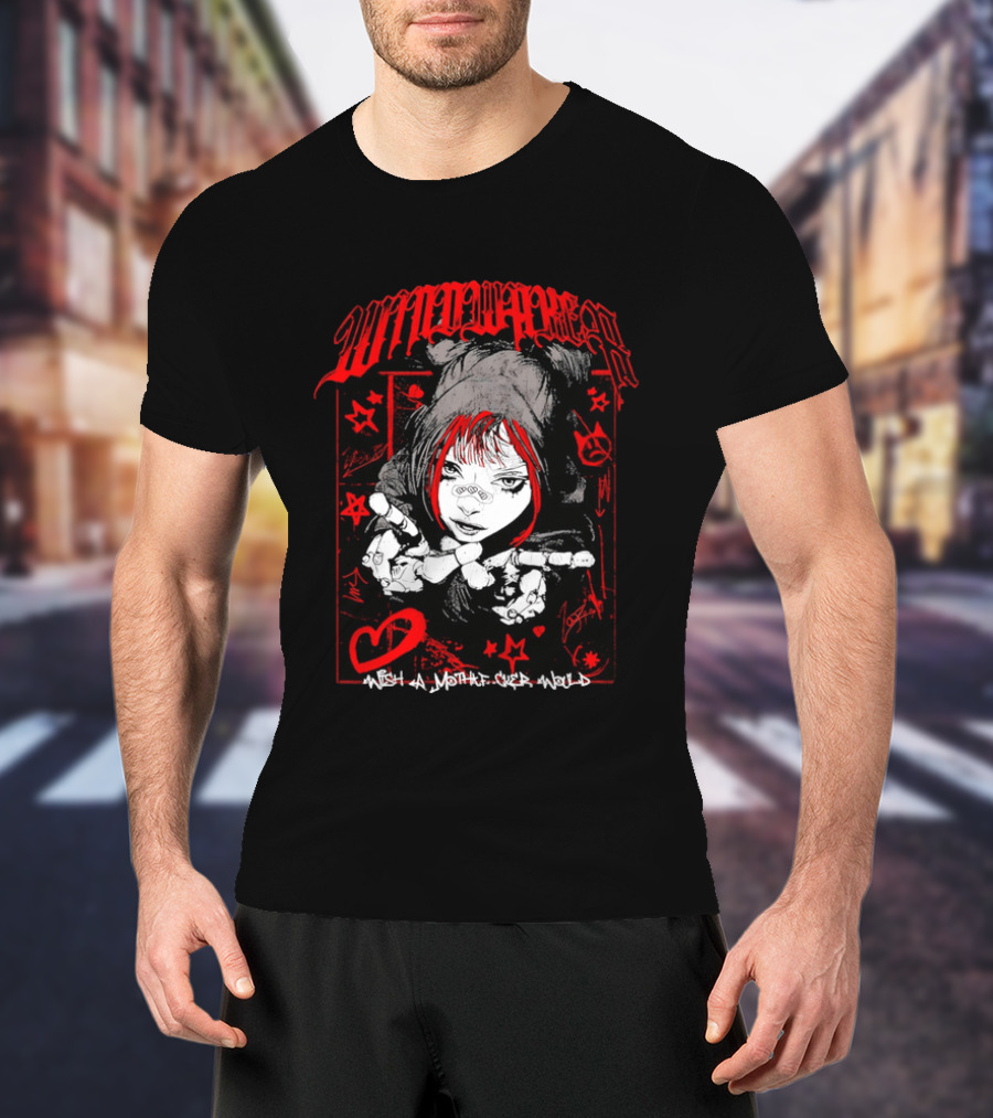Windwaker Wish A Mfer Would Red And Black Graphic With Stars And Peace T-Shirt
