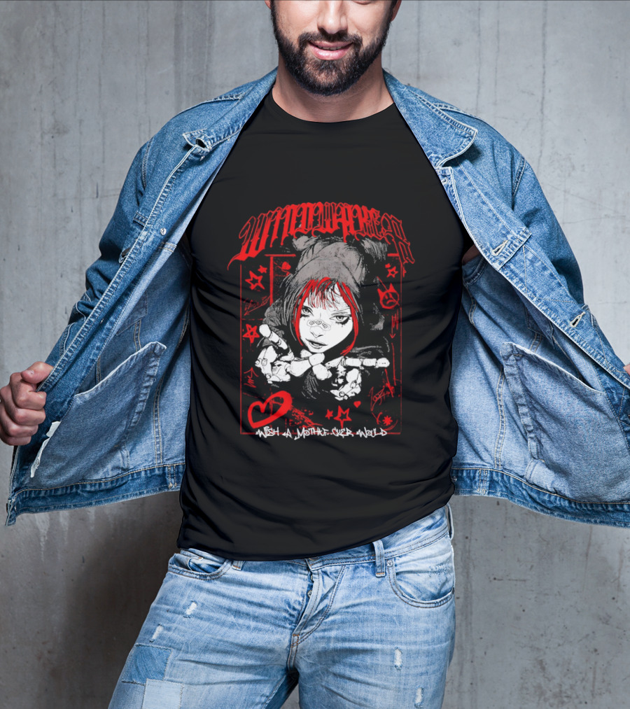 Windwaker Wish A Mfer Would Red And Black Graphic With Stars And Peace T-Shirt