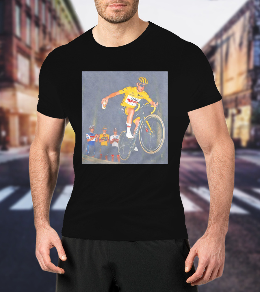 Tadej Pogačar UAE Emirates Cycling Team With Beer Can Stunt T-Shirt