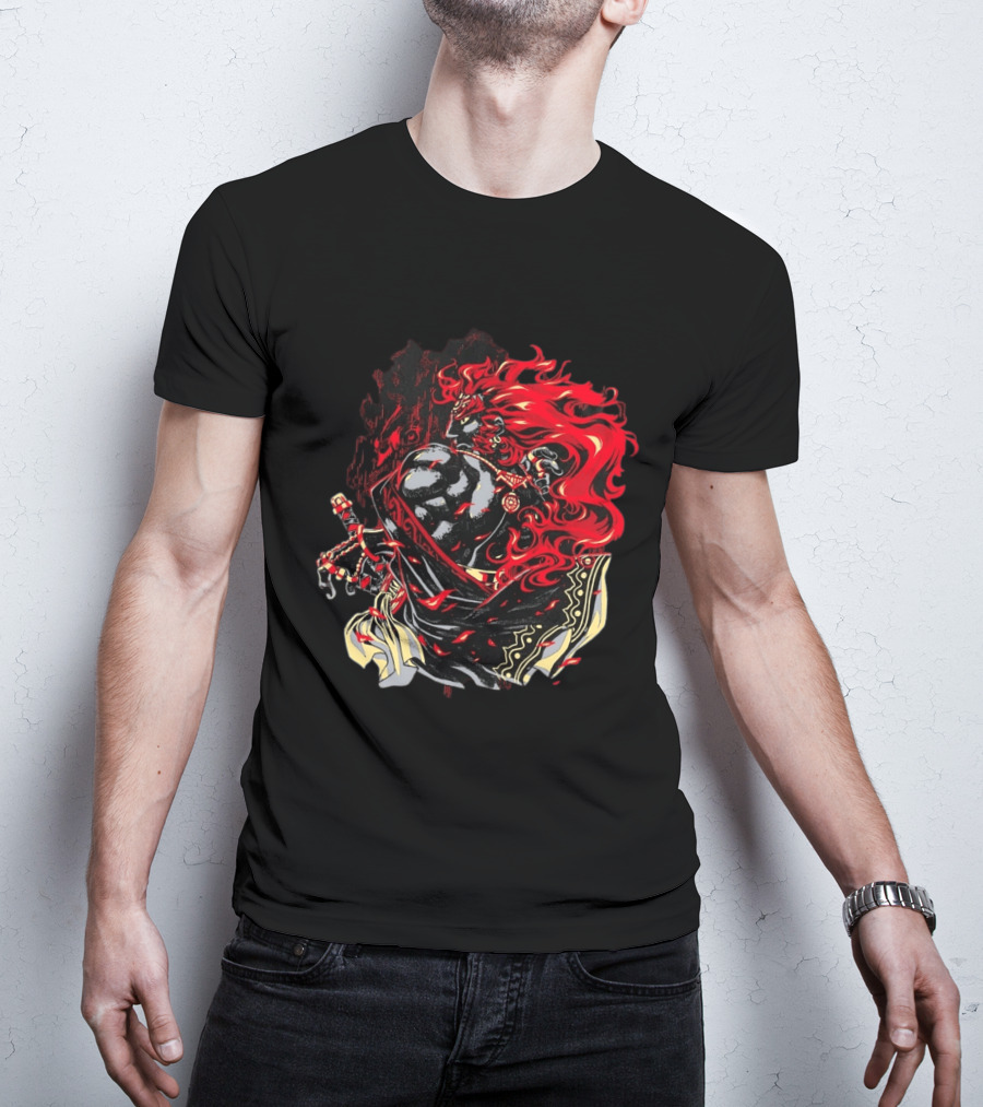 The Legend Of Zelda The Devourer Of Tomorrow Flamboyant Musketeer Warrior With Cape And Fiery Red Hair T-Shirt