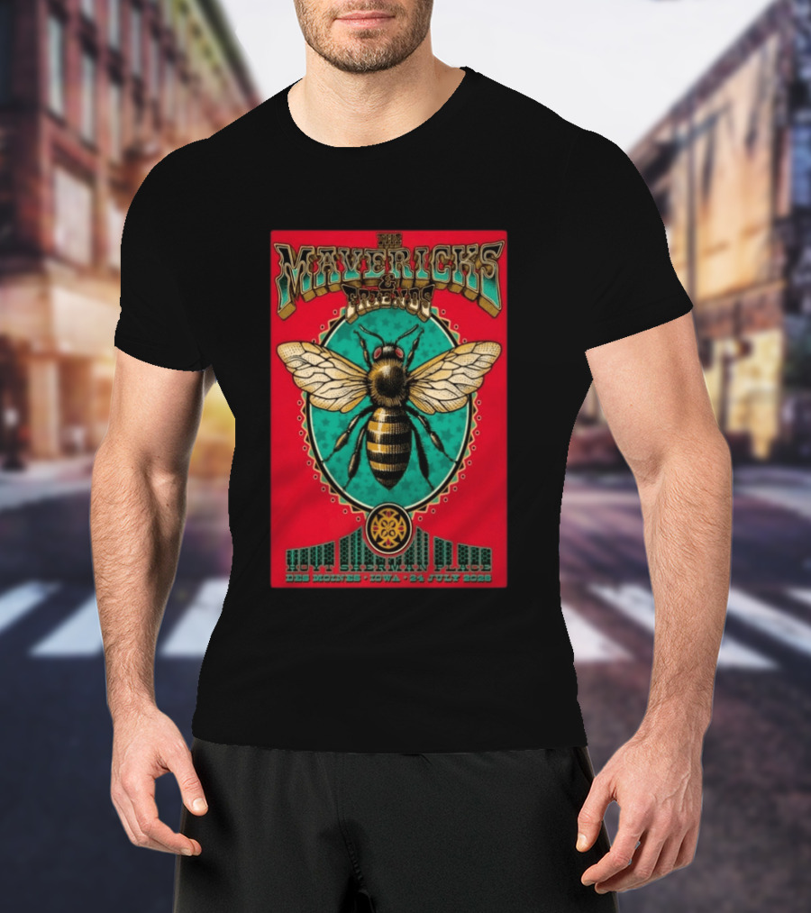 The Mavericks And Friends Hoyt Sherman Place Des Moines Iowa July 24 2026 Vintage Concert With Bee Image T-Shirt