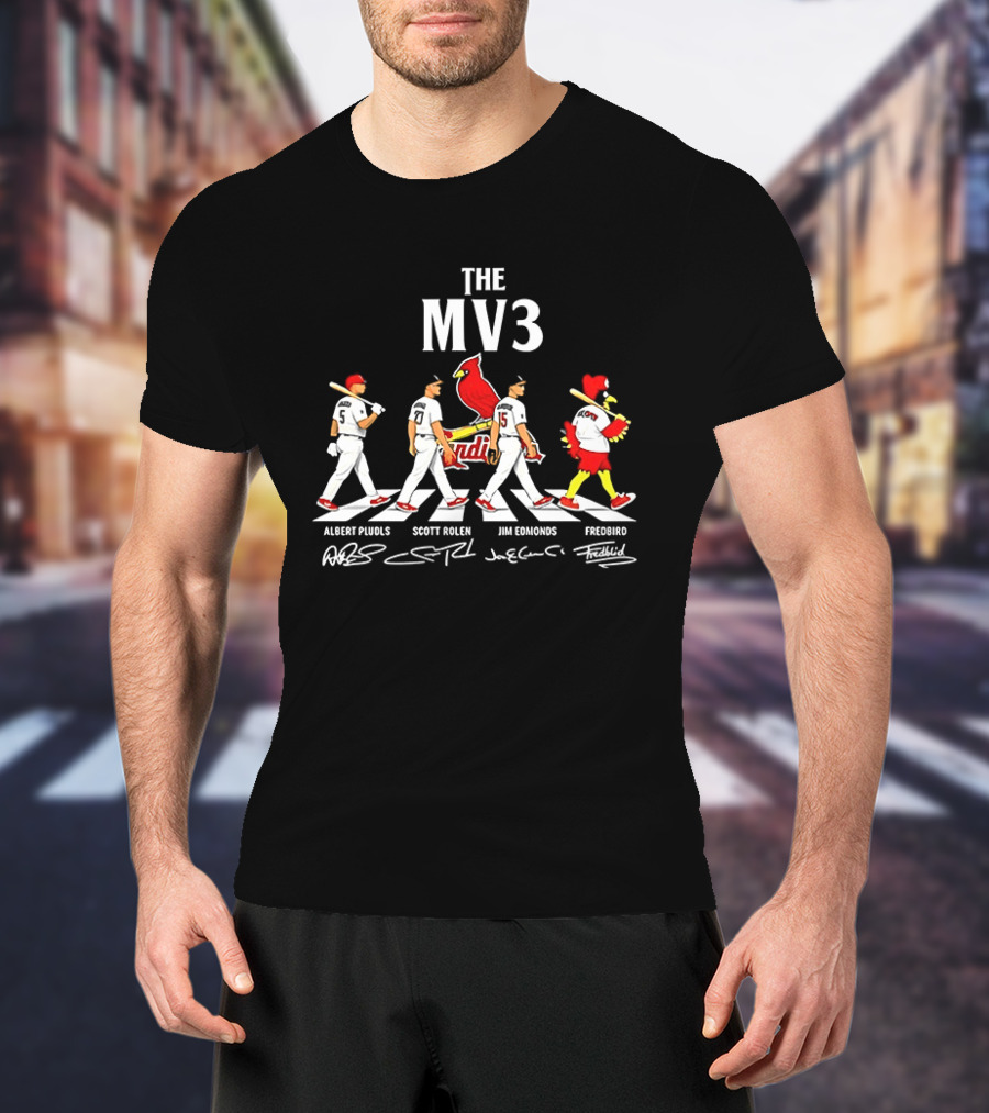 The MV3 Albert Pujols Scott Rolen Jim Edmonds St. Louis Cardinals Abbey Road Fredbird T-Shirt