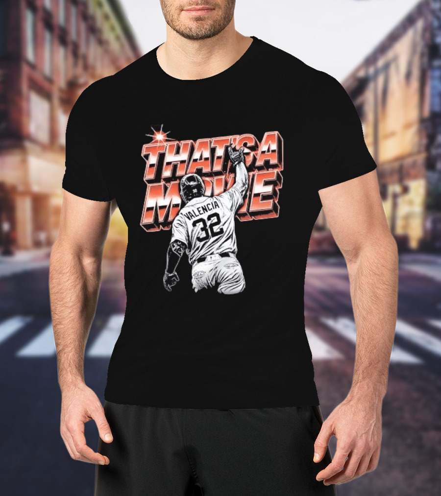 Valencia That's A Movie Baseball Iconic Pose 32 Pointing Skyward T-Shirt