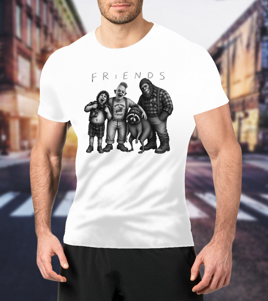 Friends Owning Moose Coffee Jmthy Big Foot Raccoon T-Shirt