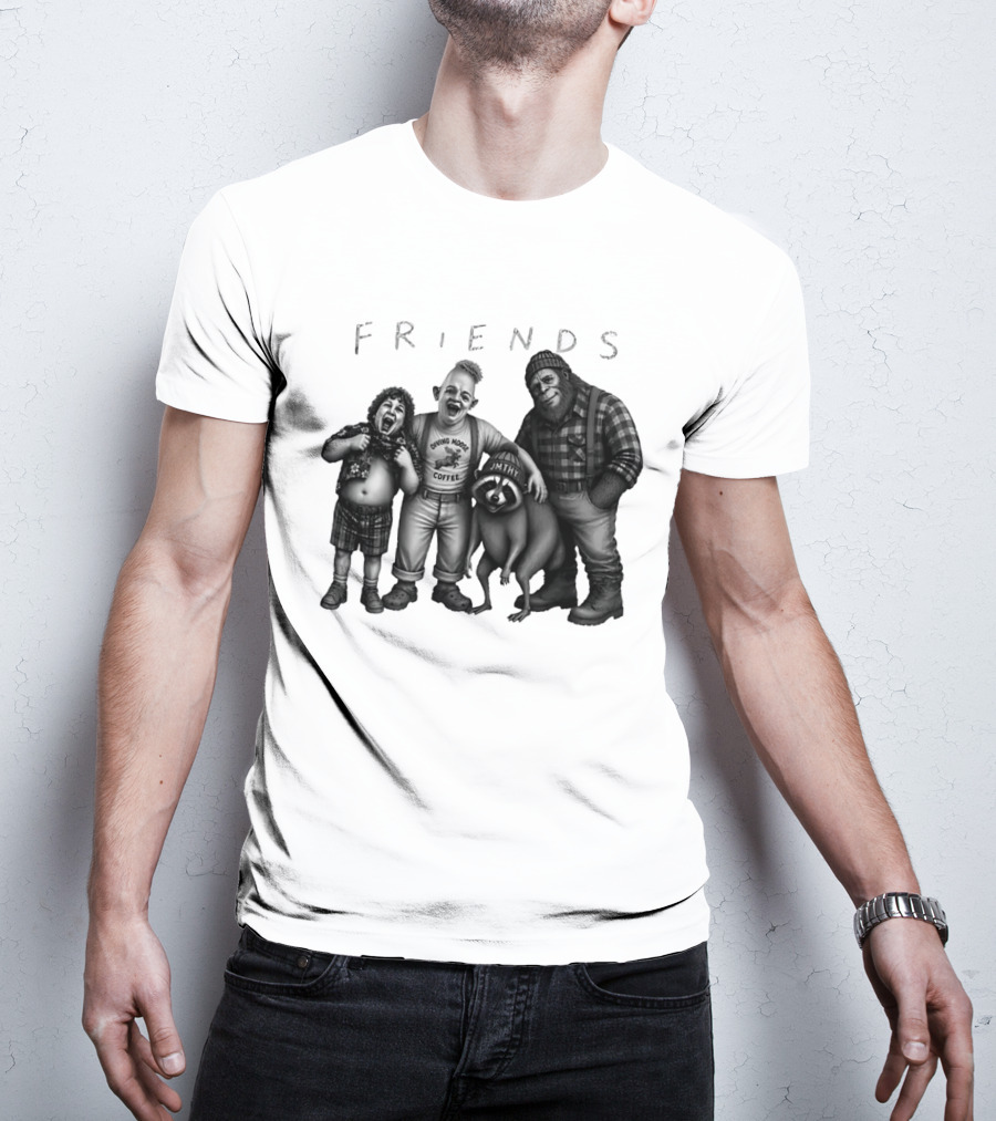Friends Owning Moose Coffee Jmthy Big Foot Raccoon T-Shirt