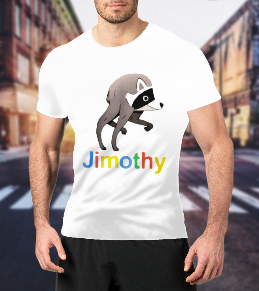 Jimothy The Raccoon Colorful Letters T-Shirt