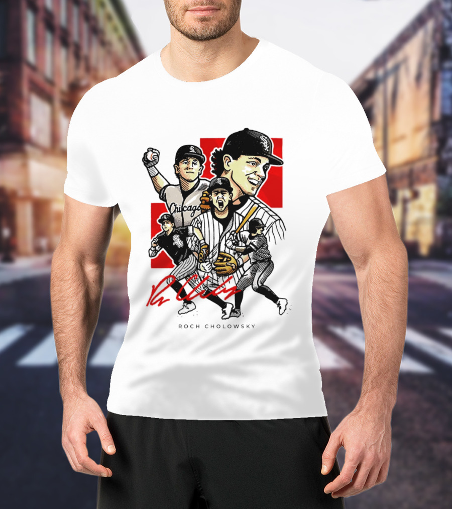 Roch Cholowsky Chicago White Sox Player Artwork Collage T-Shirt