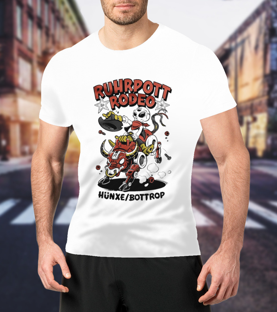 Ruhrpott Rodeo Hünxe Bottrop Alien Riding Mechanical Bull Festival T-Shirt