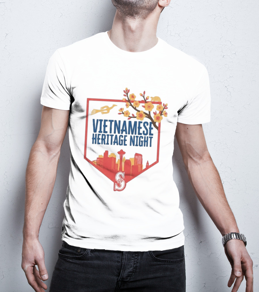 Seattle Mariners Vietnamese Heritage Night Blossom Skyline Celebration T-Shirt
