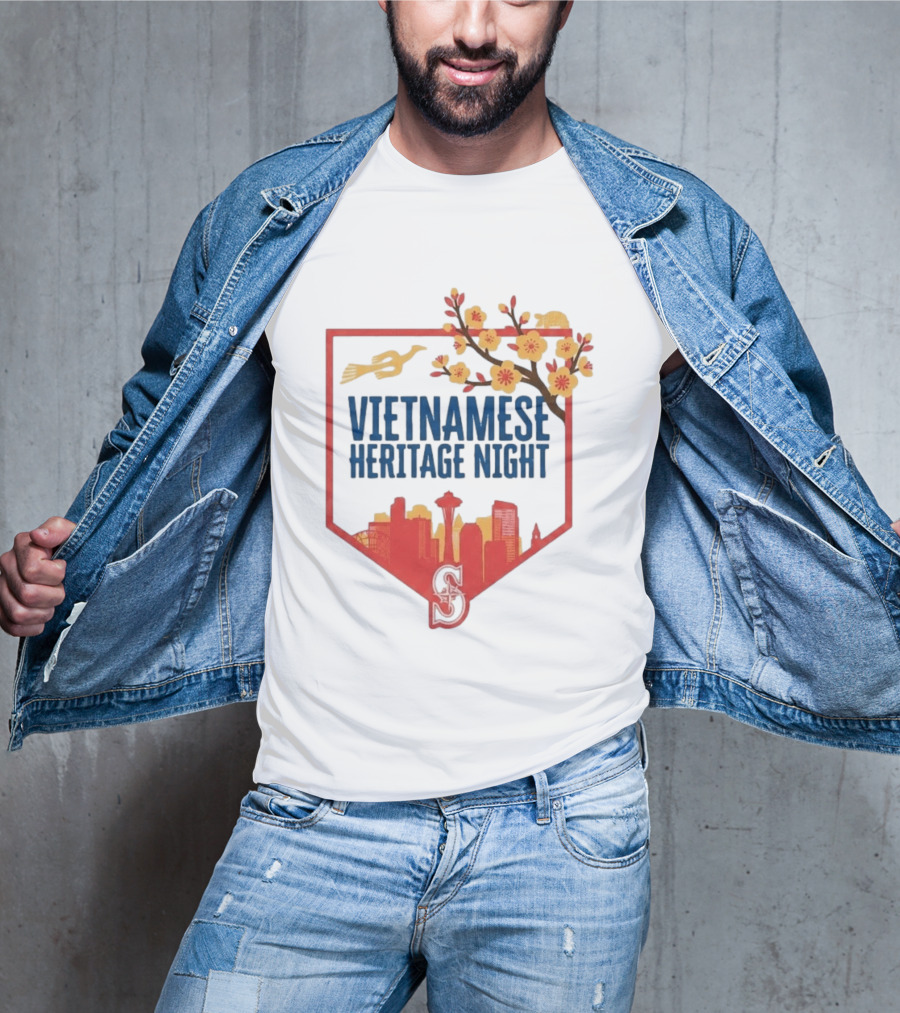 Seattle Mariners Vietnamese Heritage Night Blossom Skyline Celebration T-Shirt