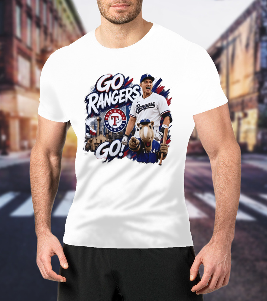 Go Rangers Texas Rangers Baseball Team Spirit Celebration T-Shirt