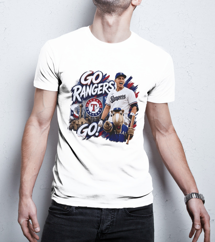 Go Rangers Texas Rangers Baseball Team Spirit Celebration T-Shirt