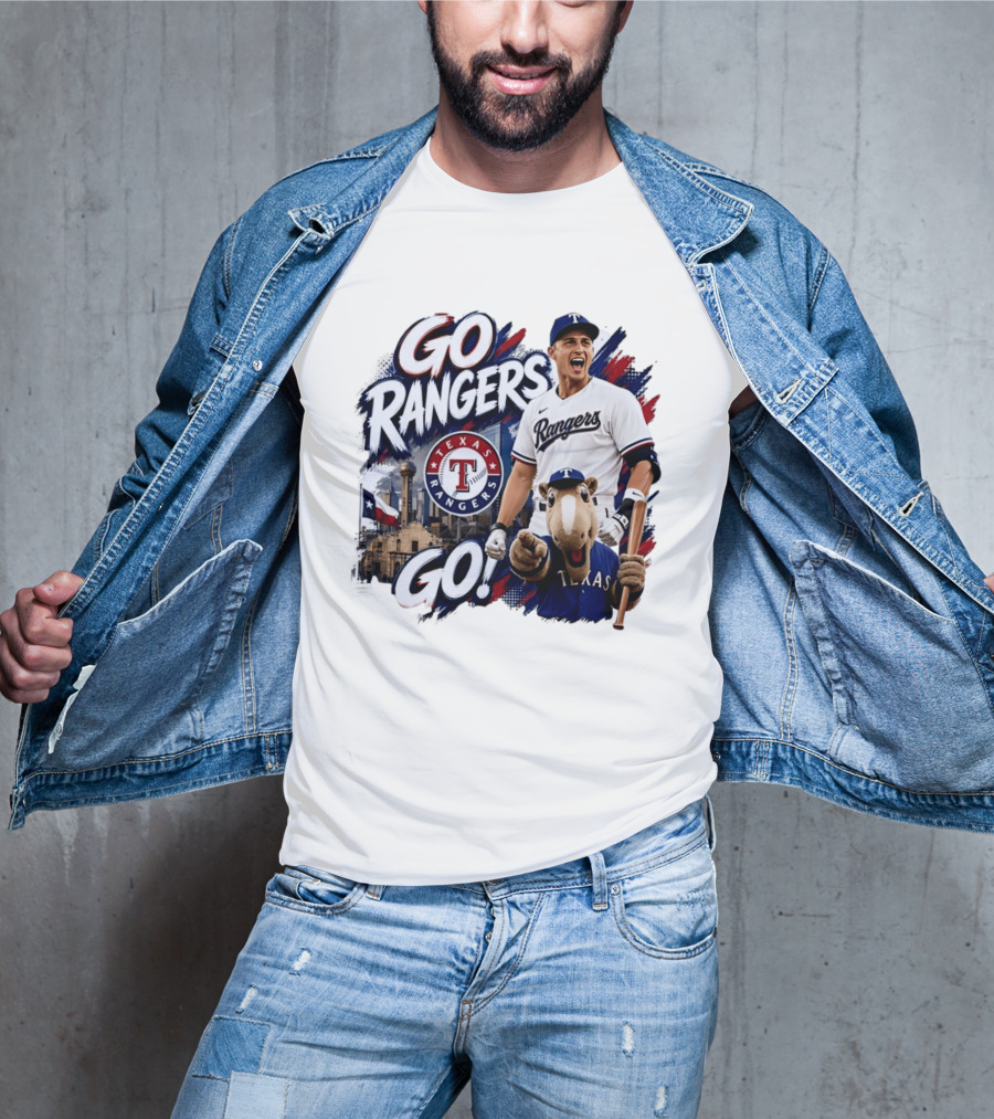 Go Rangers Texas Rangers Baseball Team Spirit Celebration T-Shirt