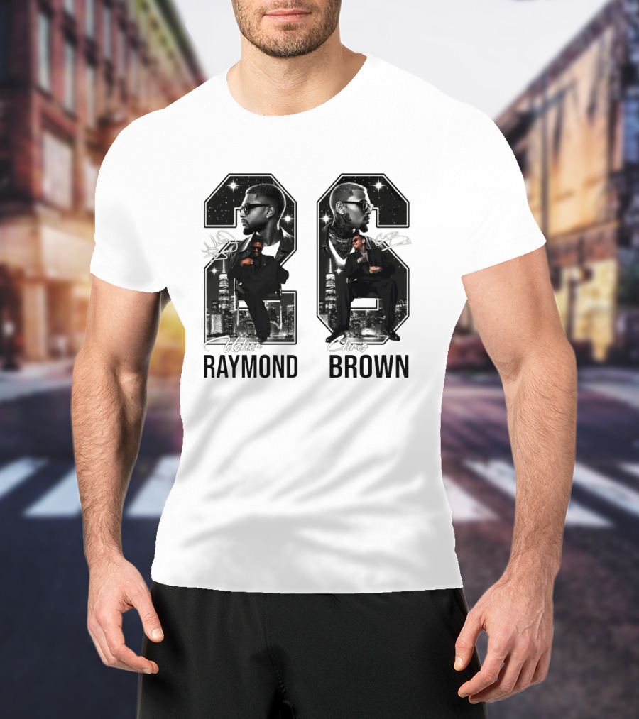 Usher Raymond Chris Brown 26 R And B Tour Usher Chris Brown Signatures T-Shirt