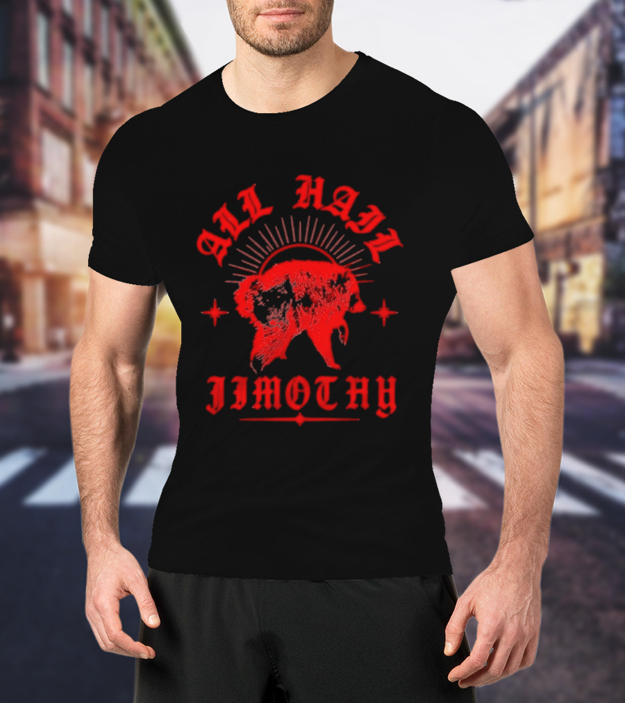 All Hail Jimothy Raccoon Red Starburst Buffalo T-Shirt