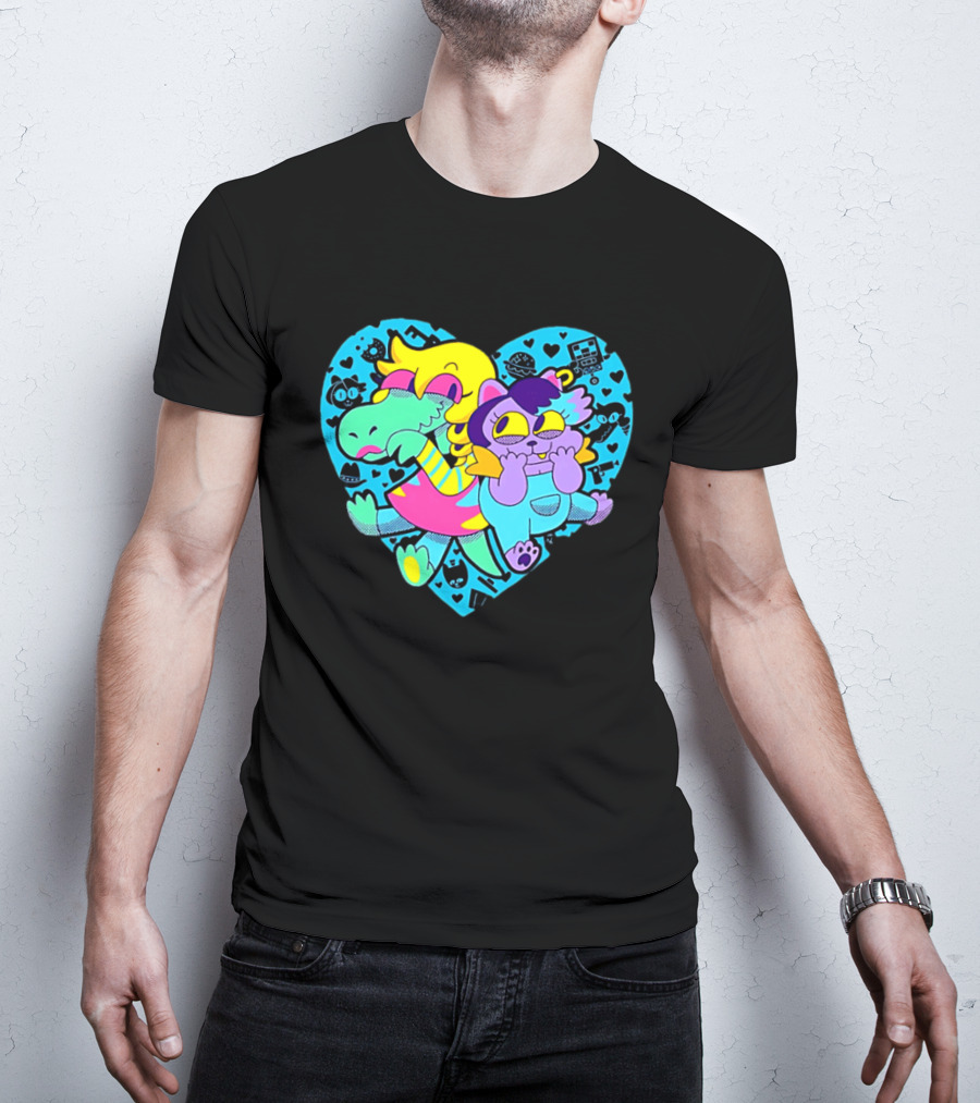 Alphys Mew Mew Heart Art Colorful Character Pair T-Shirt