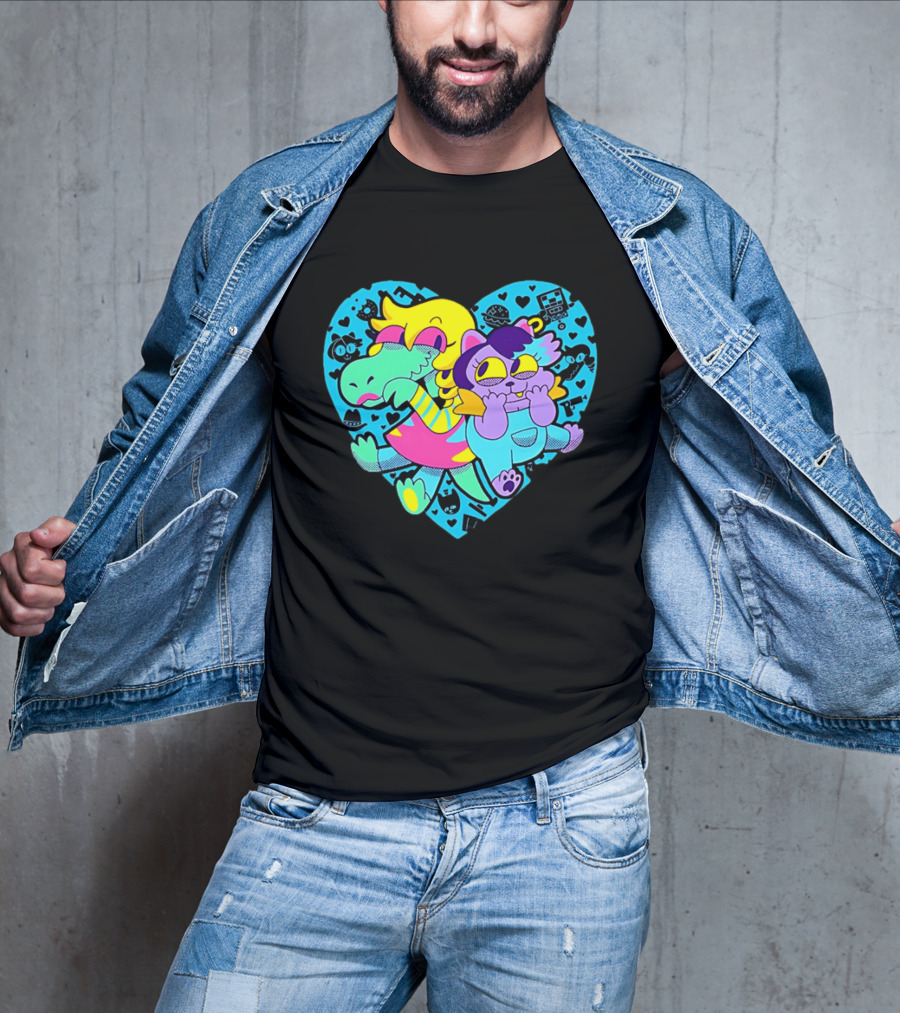 Alphys Mew Mew Heart Art Colorful Character Pair T-Shirt