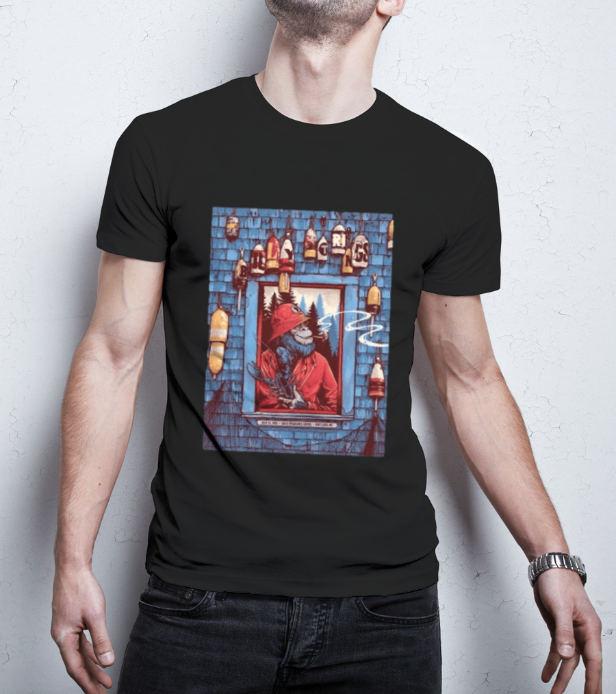 Billy Strings Portland ME 2026 Night 1 July 24 Event By Dan Dippel At Cross Insurance Arena Featuring Lobster Fisherman Monkey T-Shirt