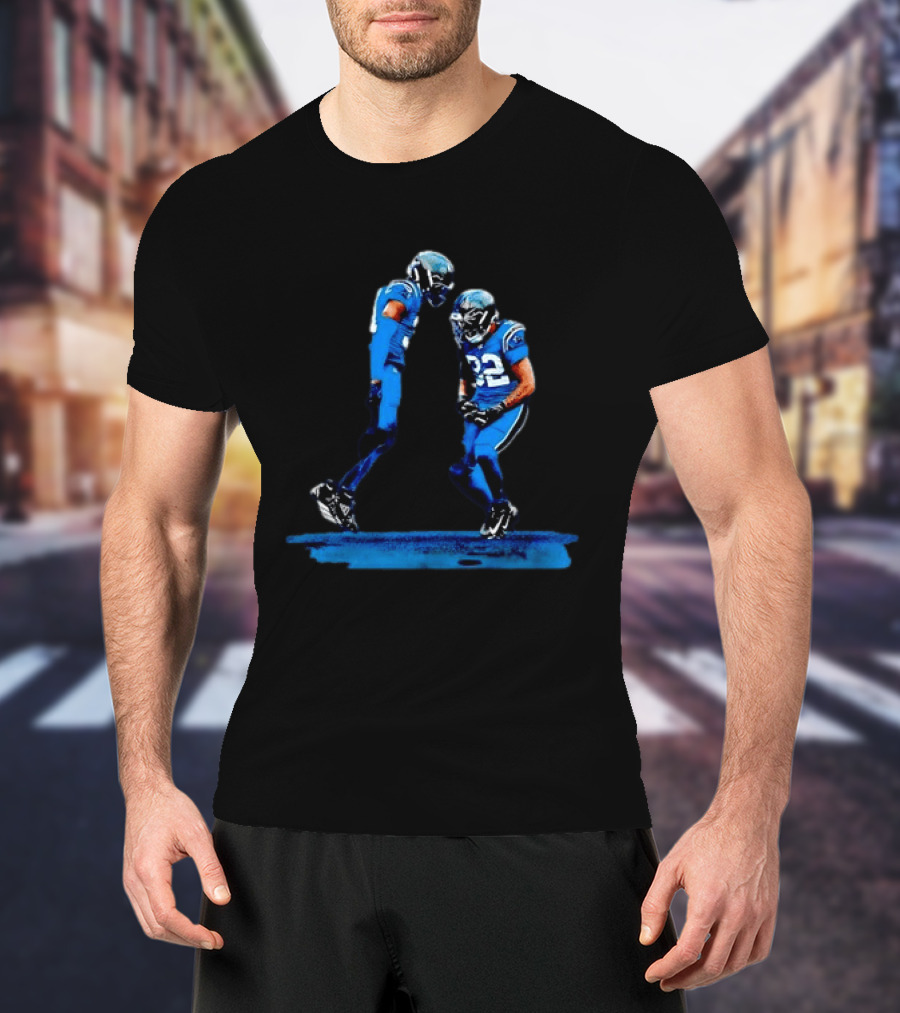Carolina Panthers Blue Uniforms Players Celebrating Football Team Victory T-Shirt