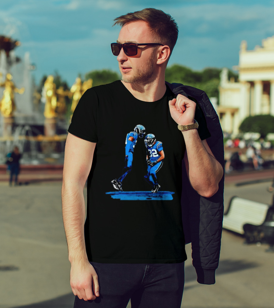Carolina Panthers Blue Uniforms Players Celebrating Football Team Victory T-Shirt
