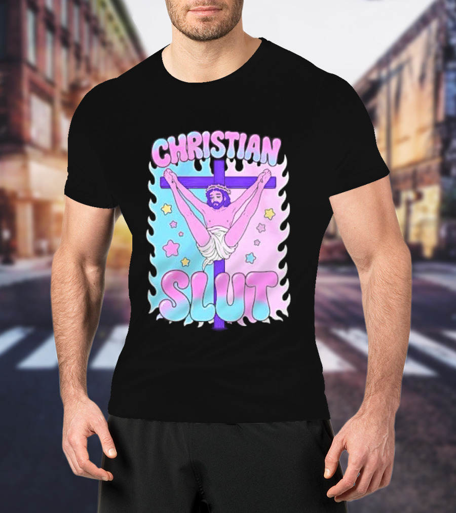Christian Slut Teen Hearts Jesus Splits Meme T-Shirt
